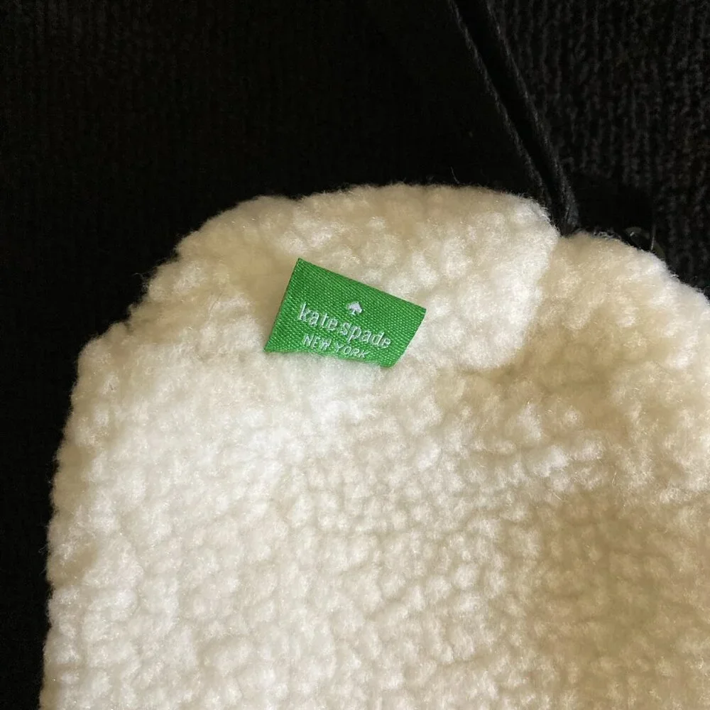 Kate Spade White Sherpa Cosmetic Bag and Clinique Green/White Bag
